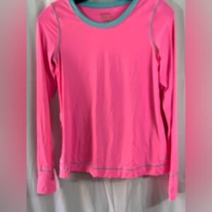 Lilly Pulitzer Meryl Nylon Renay UPF50+Top Sunguard Havana Pink Pockets Blue XS